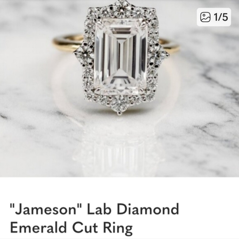 Jameson Emerald Cut Lab Diamond Ring in Gold and Silver - Picture 3 of 5